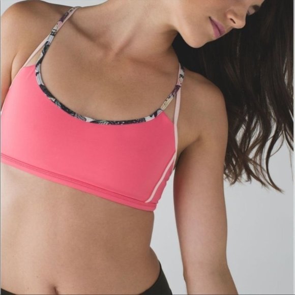 Lululemon Lighten Up Bra Strappy Back SportsBra Pink Lemonade - Picture 2 of 9